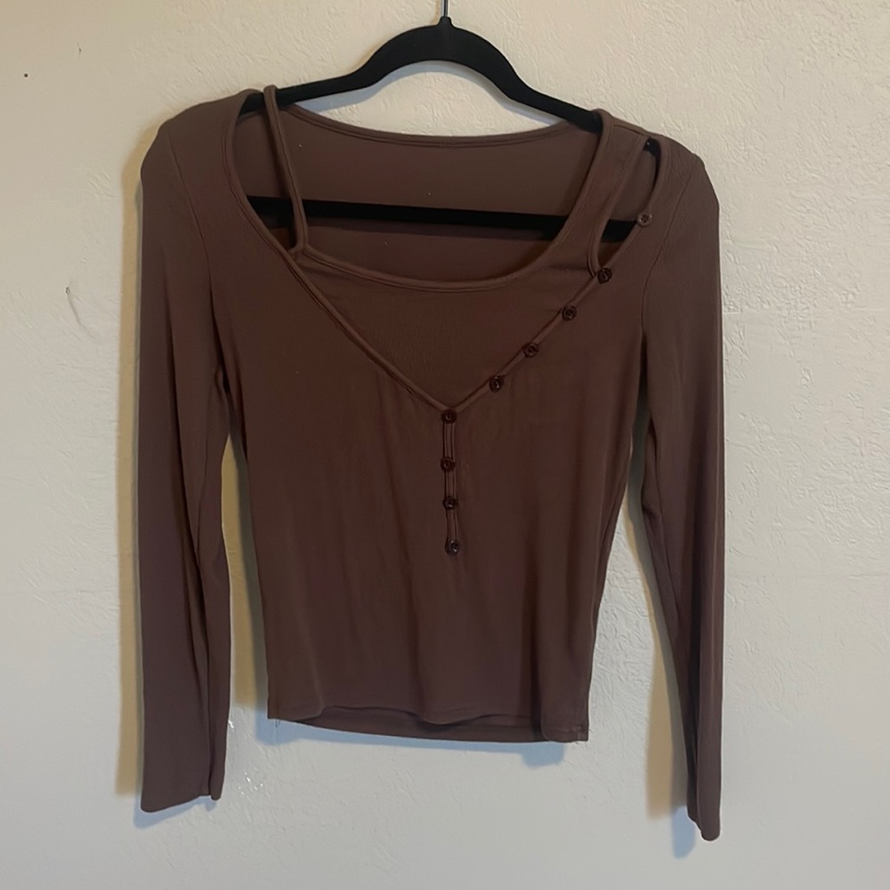 brown layered look long sleeve